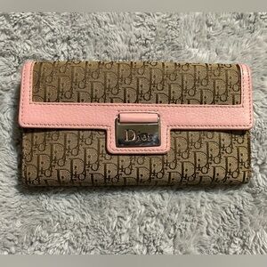 Dior Trotter Long Flap Wallet- Beige & Pink